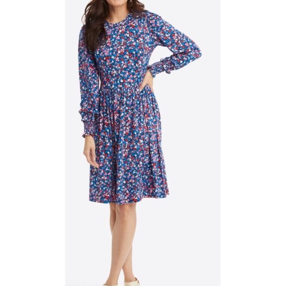 Draper James Ditsy Floral Jersey Midi Dress Size 1X Ruffles Ballon Sleeve Modest - Picture 1 of 16